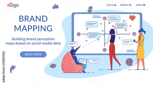Brand Mapping Flat Vector Landing Page Template