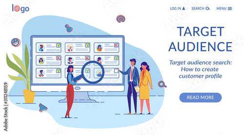 Target Customer Flat Vector Landing Page Template