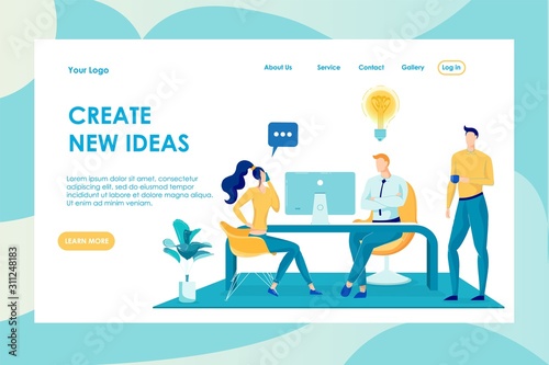 Create New Ideas Landing Page Vector Template