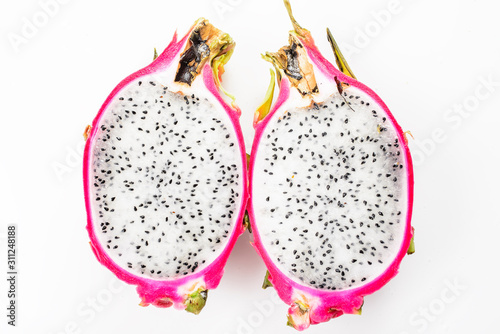 pitahaya in water on white background