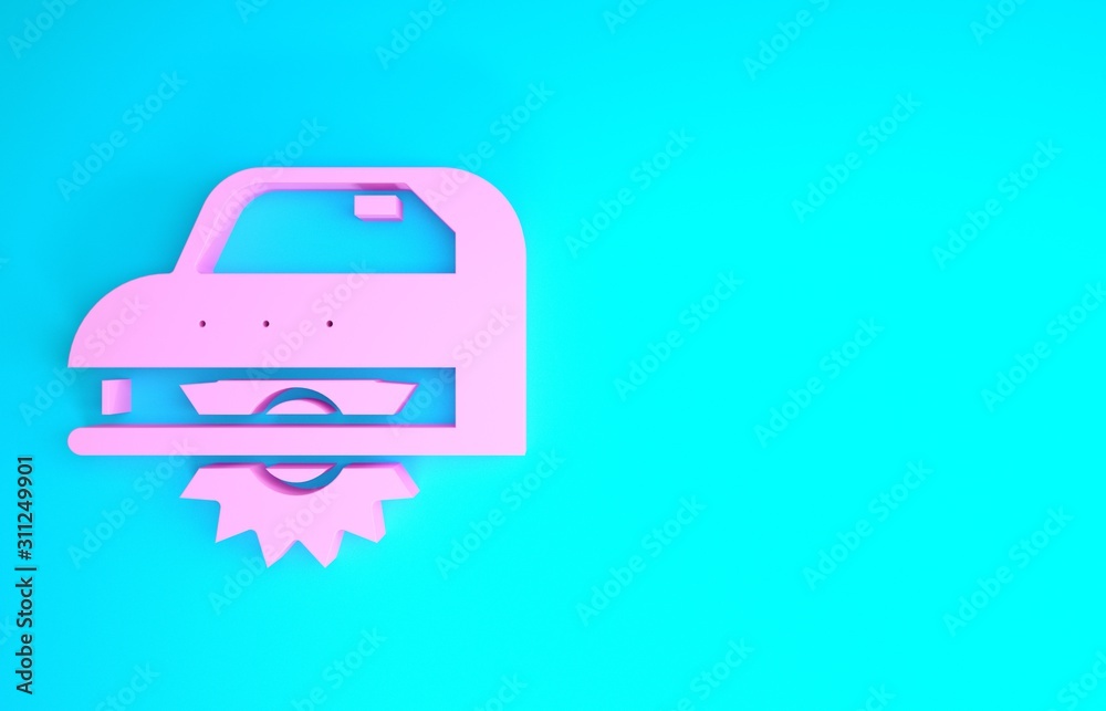 Pink Electric circular saw with steel toothed disc icon isolated