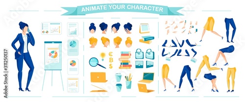 Teacher or Businesswoman Character Animation Set.