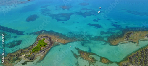 Aerial drone top view ultra wide photo of tropical exotic paradise located in Pacific ocean island © aerial-drone