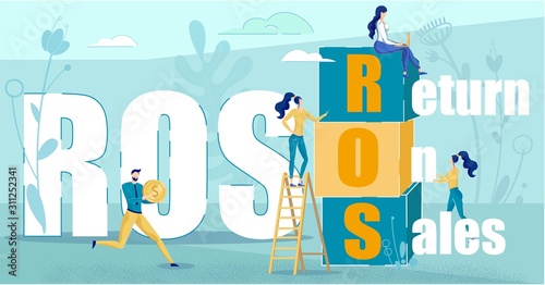 Return on Sales Acronym and Business People Poster