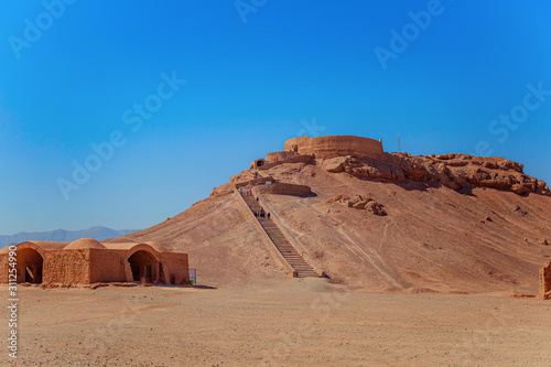 Dahma - the funeral tower of the Zoroastrians. Tower of silence. Iran. Property of ancient Persia.