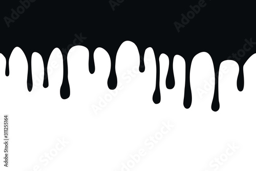 Splash oil flowing and drip. Splatter Blob of paint. Flow ink drops. Isolated vector illustration.