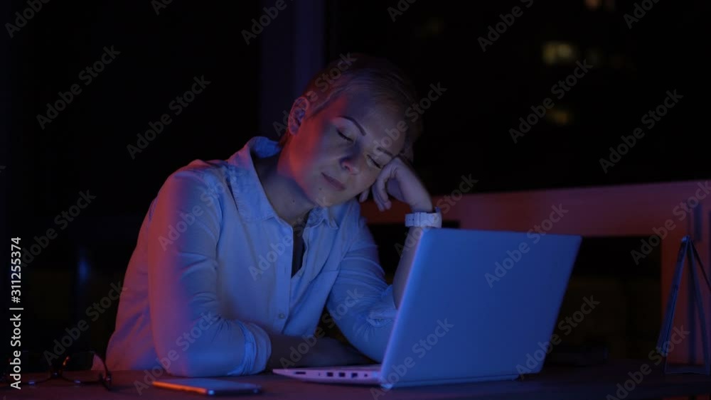 Woman sleeping during night shift, work in different time zones, overworking Woman sleeping during night shift, work in different time zones, overworking