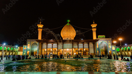Panorama Mausoleum of Shah-Cheragh in Tehran. Night shot.
