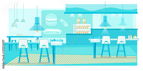 Spacious Fast Food Bistro Burger House Interior