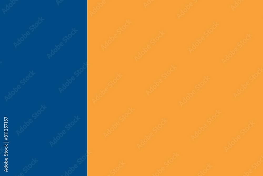 Two color background of trendy classic blue and contrast yellow color. Concept of color of year 2020.