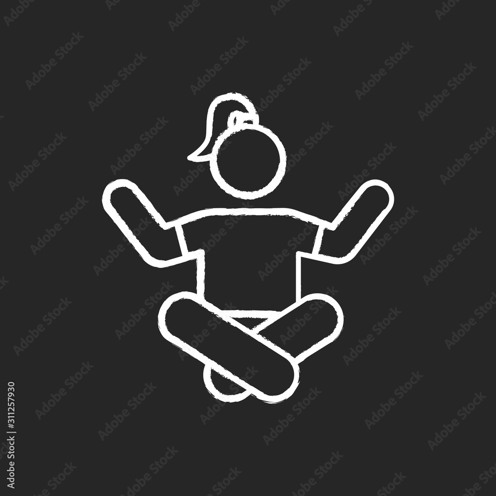 Meditation chalk icon. Yoga practice. Relaxation and rest. Spirituality and tranquility. Lotus position. Stress relief. Selfcare and healthcare. Isolated vector chalkboard illustration Meditation chalk icon. Yoga practice. Relaxation and rest. Spirituality and tranquility. Lotus position. Stress relief. Selfcare and healthcare. Isolated vector chalkboard illustration