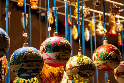 christmas baubles decoration at the christmas market in Basel Switzerland photo