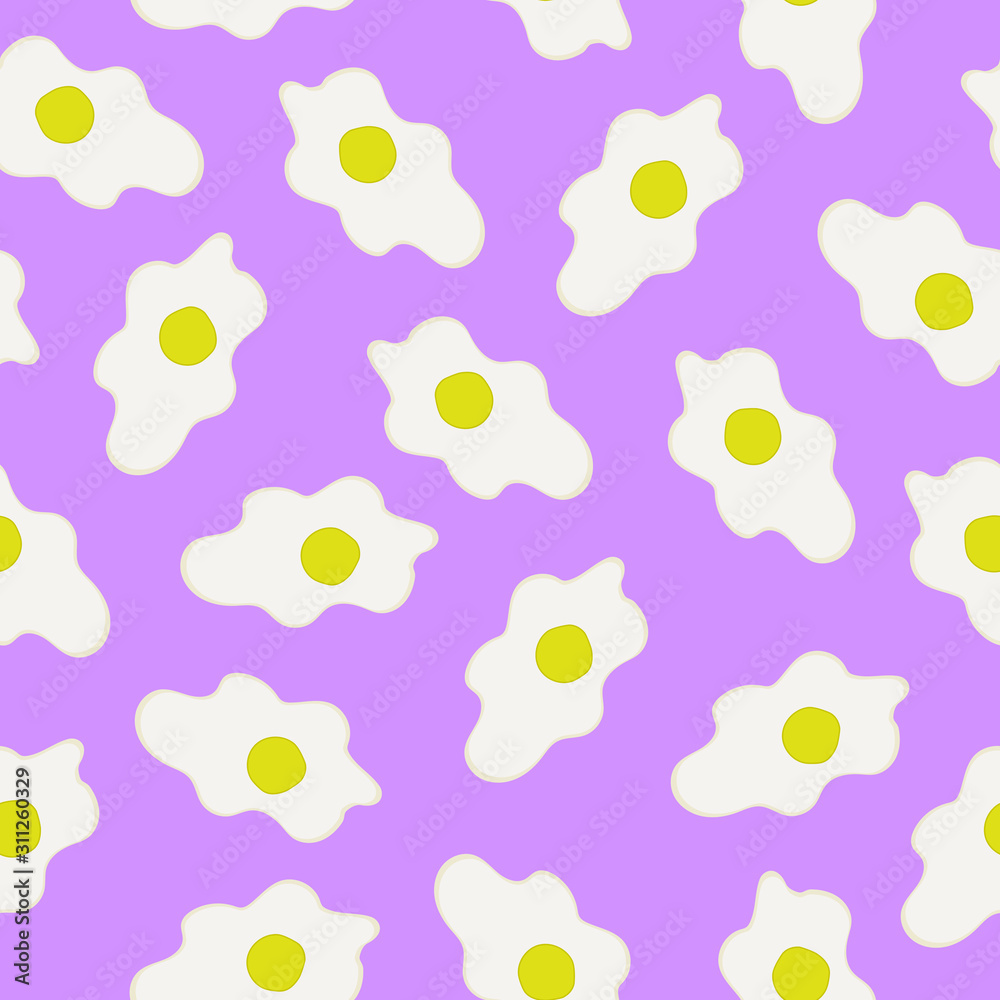 Seamless pattern with scrambled eggs on pink background