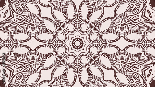 Abstract background with mandala ornament. 4K geometric kaleidoscope with sepia color. Kaleidoscope pattern. Print for phone case, gift and wrapping paper, pillow and textile/fabric.