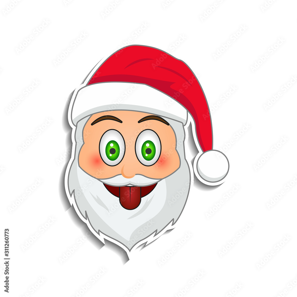 Emoji santa claus in sticker style. Winter holidays emotion. Santa ...