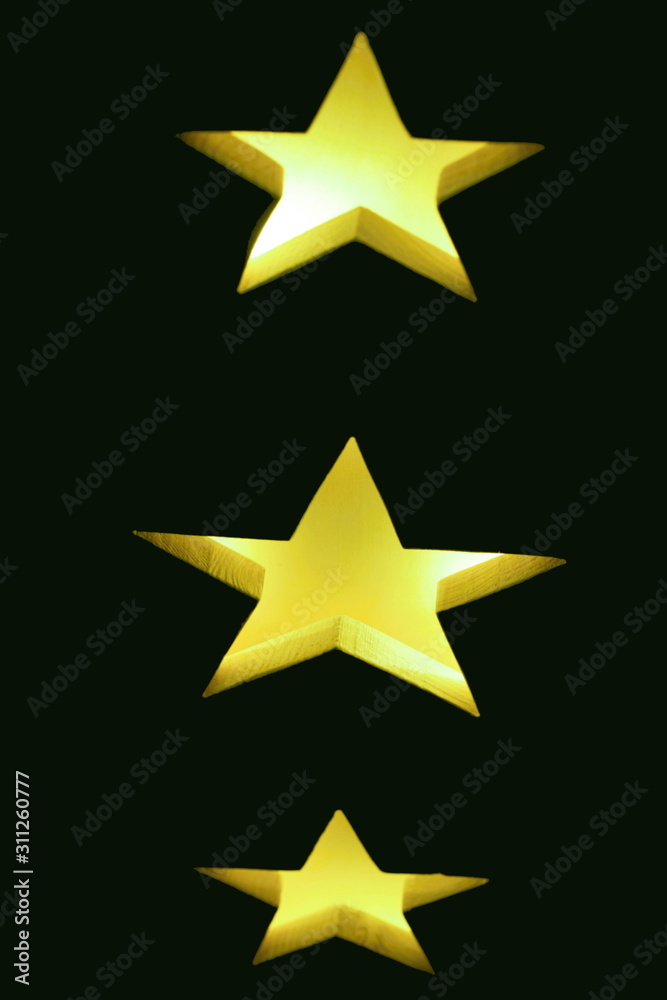 Drei leuchtende Stern - gelb