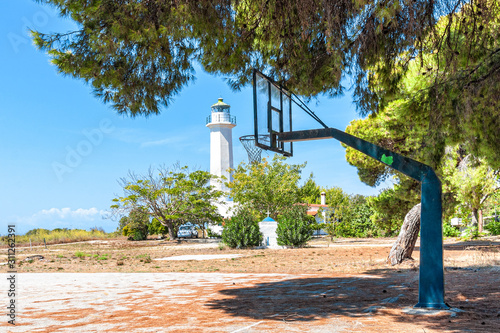 Basketball court next to the lighthouse