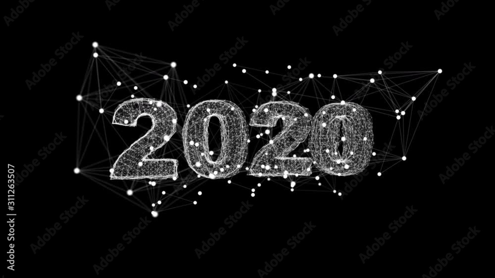 Abstract Plexus Animation Background with Text 2020