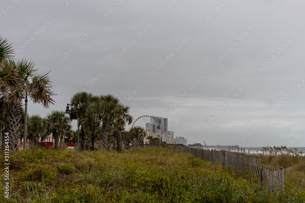 Scenic Myrtle Beach vista on a heavily overcast rainy day, South Carolina Scenic Myrtle Beach vista on a heavily overcast rainy day, South Carolina