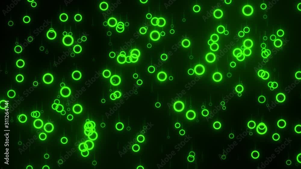 Falling Glowing Green Circles Loop Motion Background Falling Glowing Green Circles Loop Motion Background