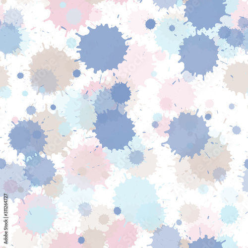 Colored ink splatter, spray blots, mud spot elements