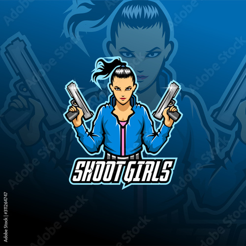 Shoot girl esport mascot logo