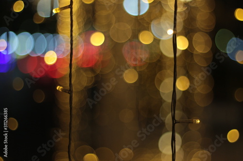 Bokeh of ratchadamnoen in Xmas light  photo