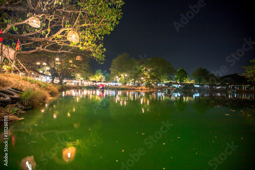 Krungsri Walking Street-Ayutthaya: 21December2019,night atmosphere of the old capital market,there are many local products for tourists to visit during the holidays,near the old Phra Nakhon thailand photo