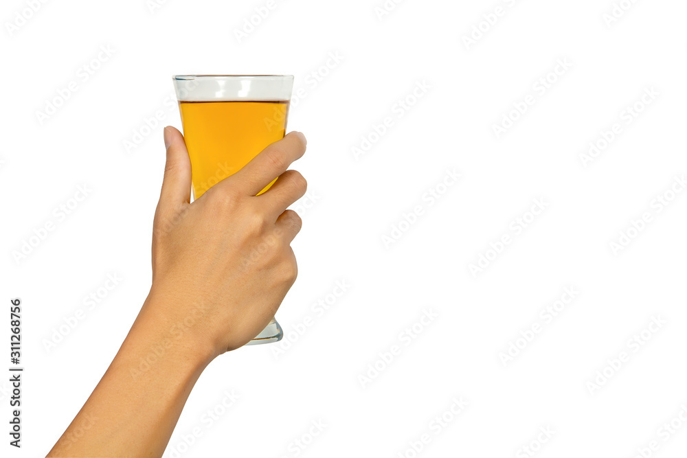 Man hand holding a glass of beer isolated on white background. Man hand holding a glass of beer isolated on white background.
