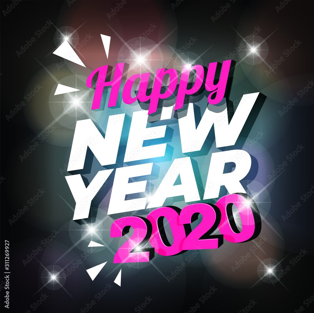 happy new year 2020 pink and white with an abstract background