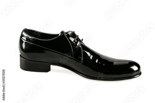 black leather shoe