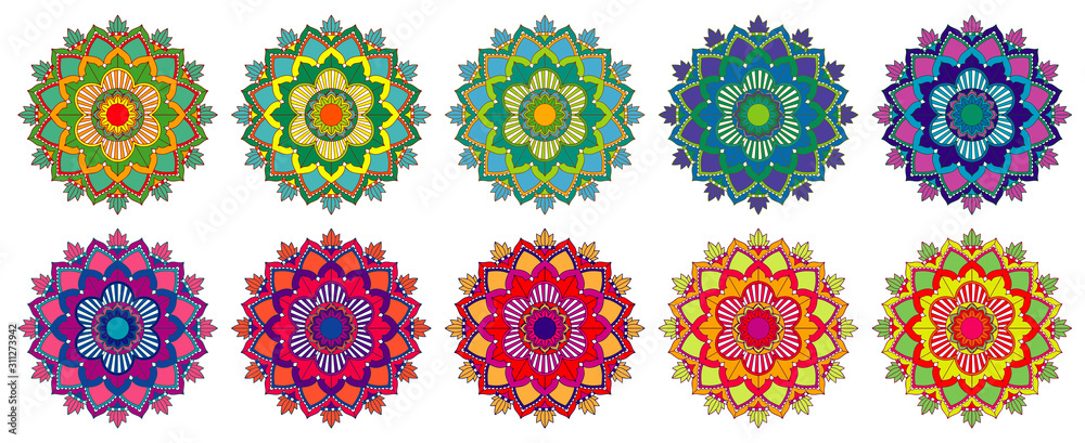 Mandala patterns on white background