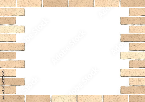ベージュ色の煉瓦の壁のフレーム