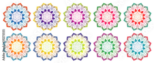 Set of mandala patterns in many colors
