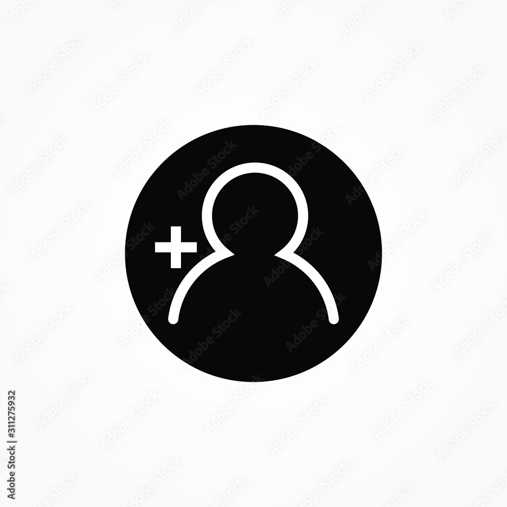 Add new user account or add new friend line art vector icon for apps and websites Add new user account or add new friend line art vector icon for apps and websites