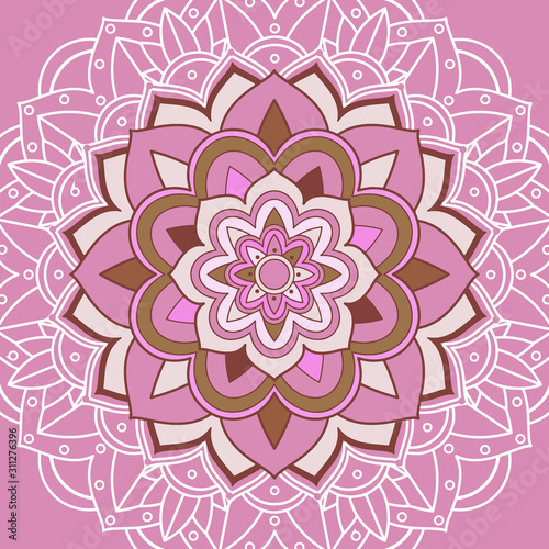 Mandala patterns on pink background