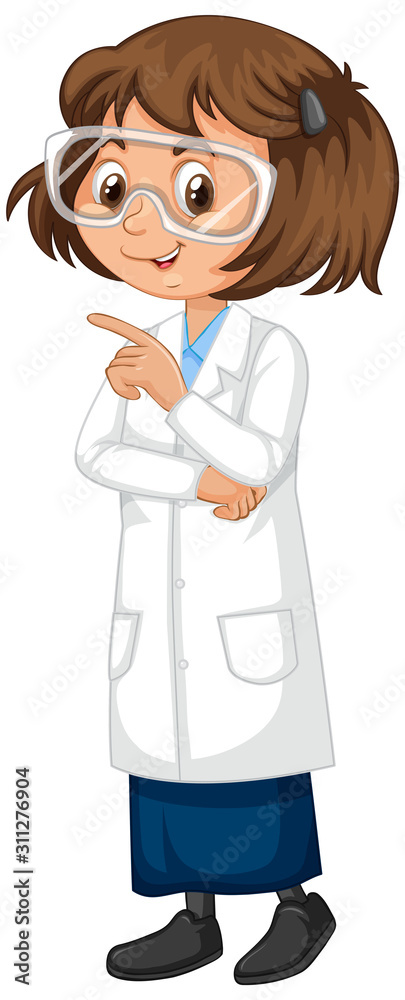Girl in science gown on isolated background