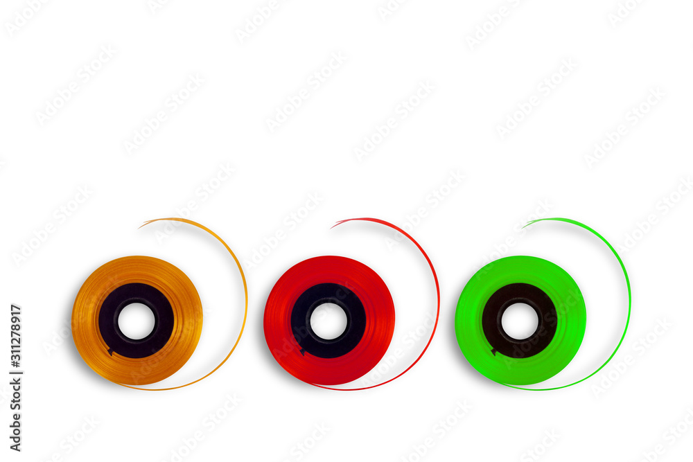 Colorful ribbon rolls isolated on white background Colorful ribbon rolls isolated on white background