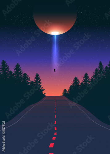 Alien Abduction Vector Art