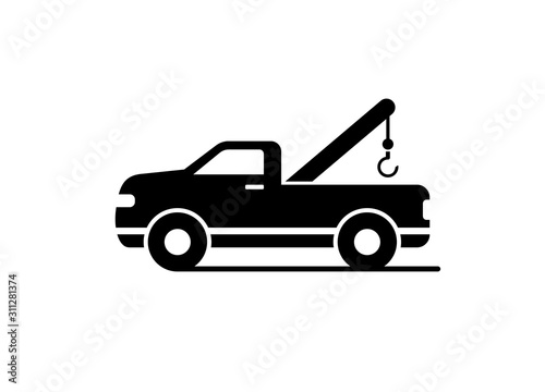 Tow truck vector icon on a white background.