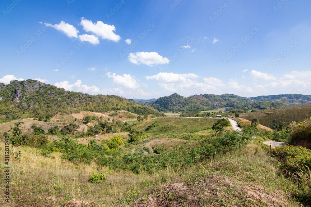landscape view mountain Terrain in Thailand