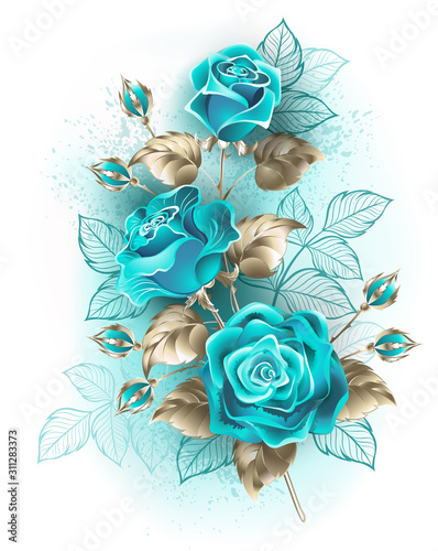 Bouquet of turquoise roses