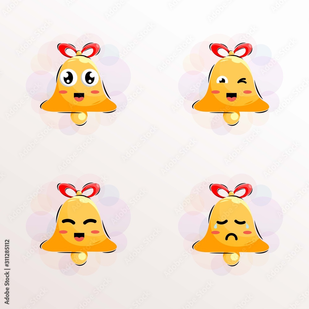 cute bell mascot vector with expressions collection