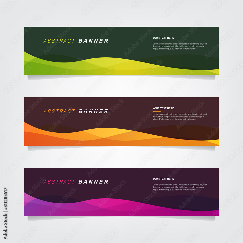Fototapeta premium Vector abstract web banner design template. Collection of web banner template. Abstract geometric web design banner template isolated on grey background