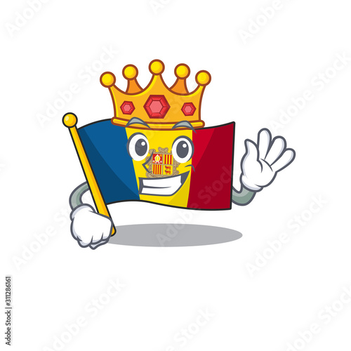 Flag andorra Scroll A stylized of King on cartoon character design