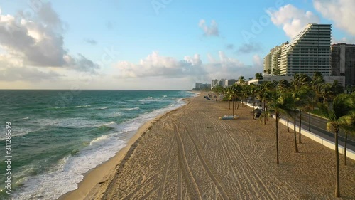 4K Fort Lauderdale Beach Florida Aerial Drone Sunrise Sunset Miami