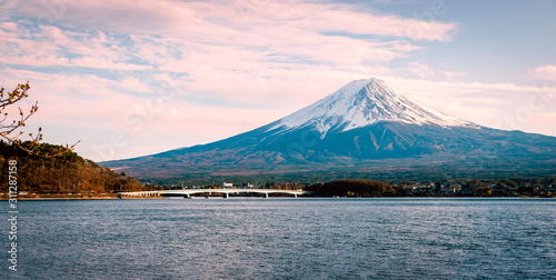 Mt.Fuji in the morning , View from Kawaguchiko lake , Yamanashi , Japan