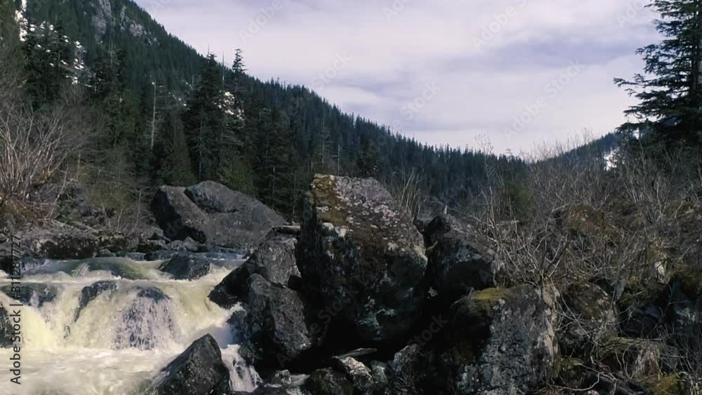 Aerial Hitchcock Effect Boomerang of Alpine Lake River Aerial Hitchcock Effect Boomerang of Alpine Lake River