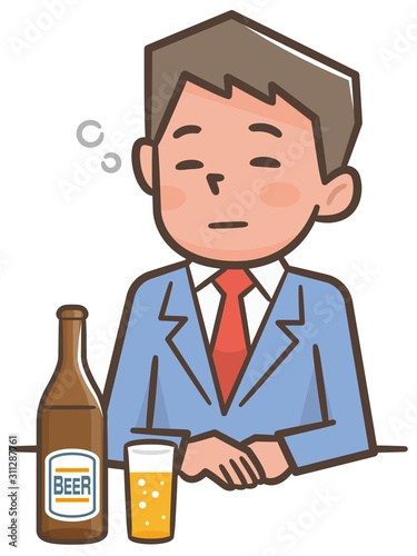 ビールで酔っ払うビジネスマン
