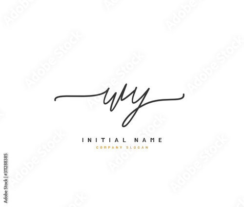 W Y WY Beauty vector initial logo, handwriting logo of initial signature, wedding, fashion, jewerly, boutique, floral and botanical with creative template for any company or business.
